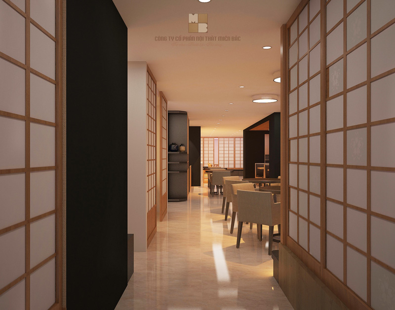 Thiết kế nội thất nhà hàng Nhật Haru - Không gian phòng ăn chung - H4